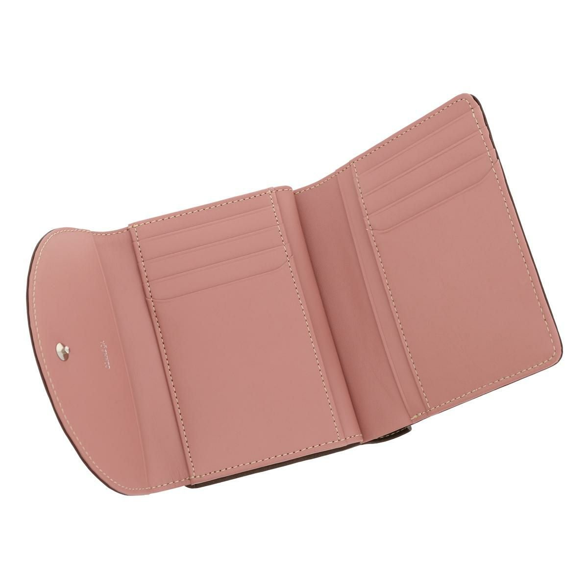 ★新品★COMME CA　コムサ　レザー　がま口　二つ折り財布　ブラウン×ピンク COMME CA（コムサ） 二つ折り財布 ガマ口 レディース 本革 マカロン