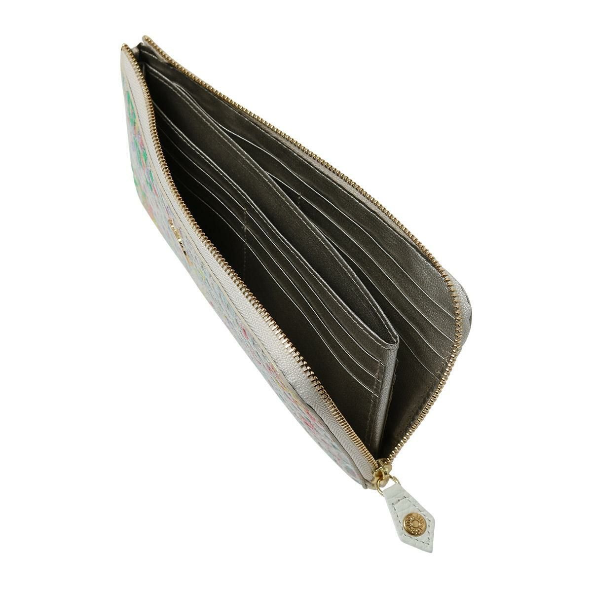 ★正規新品同様エフィー　本革 友禅染 レディースL字ファスナー長財布 efffy（エフィー） 長財布 L字ファスナー レディース NW1-33 efffy