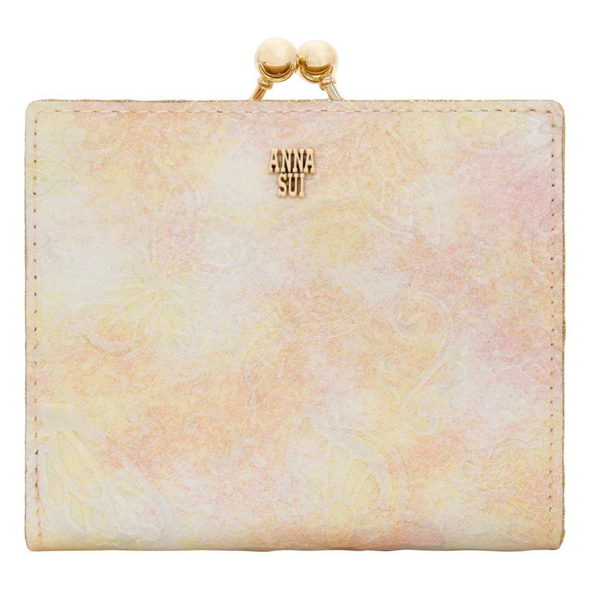 美品　ANNA SUI アナスイ　2つ折り財布　パピヨン　がま口蝶　ラメ アナスイ 二つ折り財布 がま口 レディース パピヨン 315813 ANNA SUI