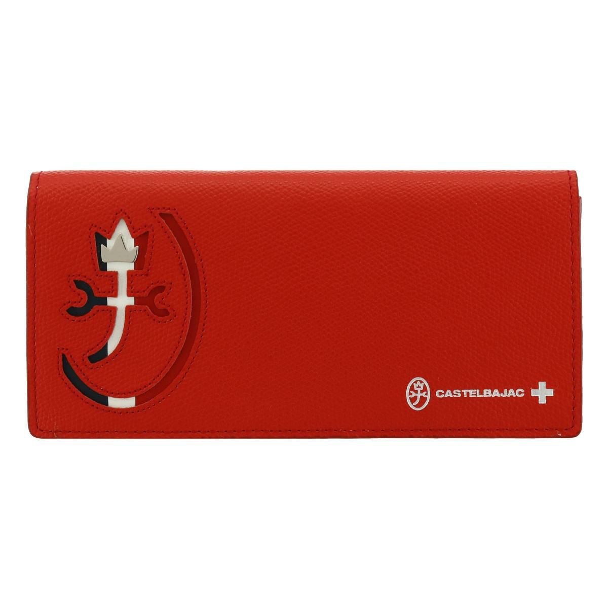 カステルバジャック カルネ 長財布 032614 レッド カステルバジャック 長財布 かぶせ 本革 メンズ カルネ 032614