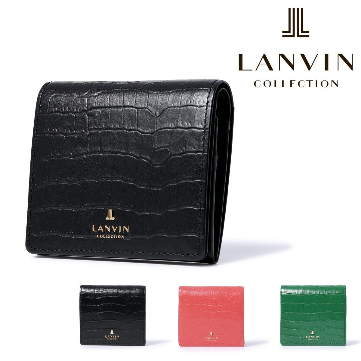 【新品】ランバンコレクション ラ メール 二つ折り財布 ブラック ランバンコレクション 二つ折り財布 ラメールパース 本革 レザー