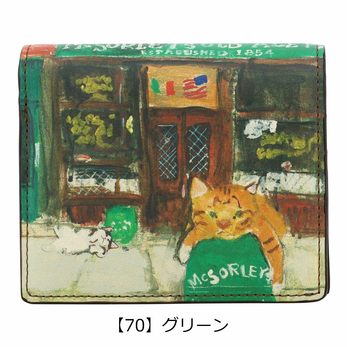 マンハッタナーズ 財布 二つ折り 本革 猫 ねこ ネコ トップパース