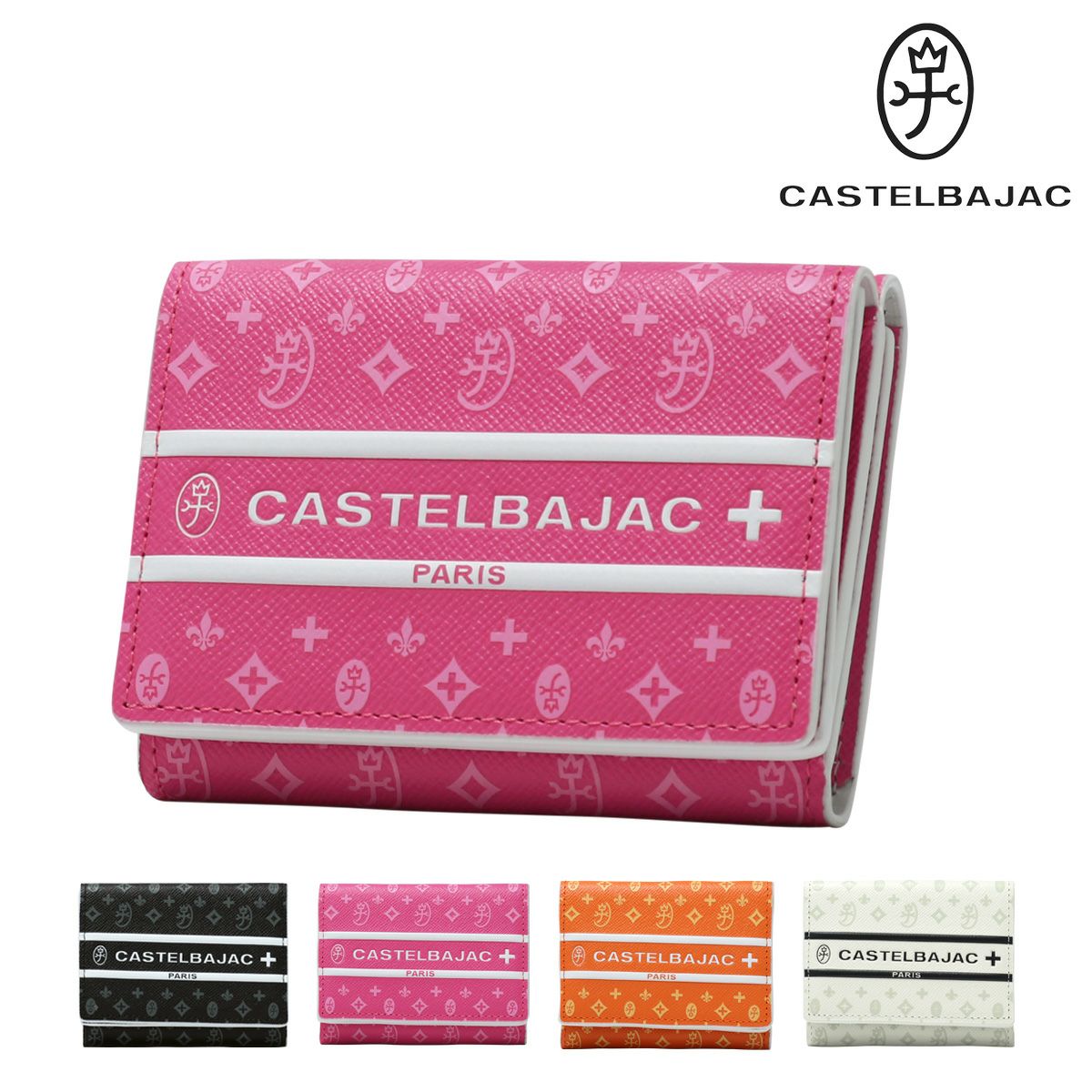 カステルバジャック 三つ折り財布 本革 メンズ ビジュー 097603