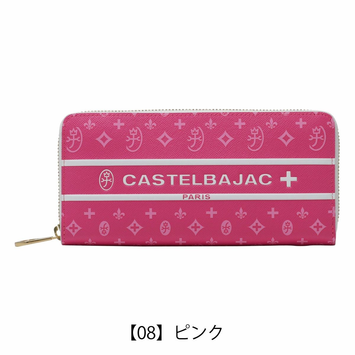 カステルバジャック 長財布 ラウンドファスナー 本革 メンズ ビジュー
