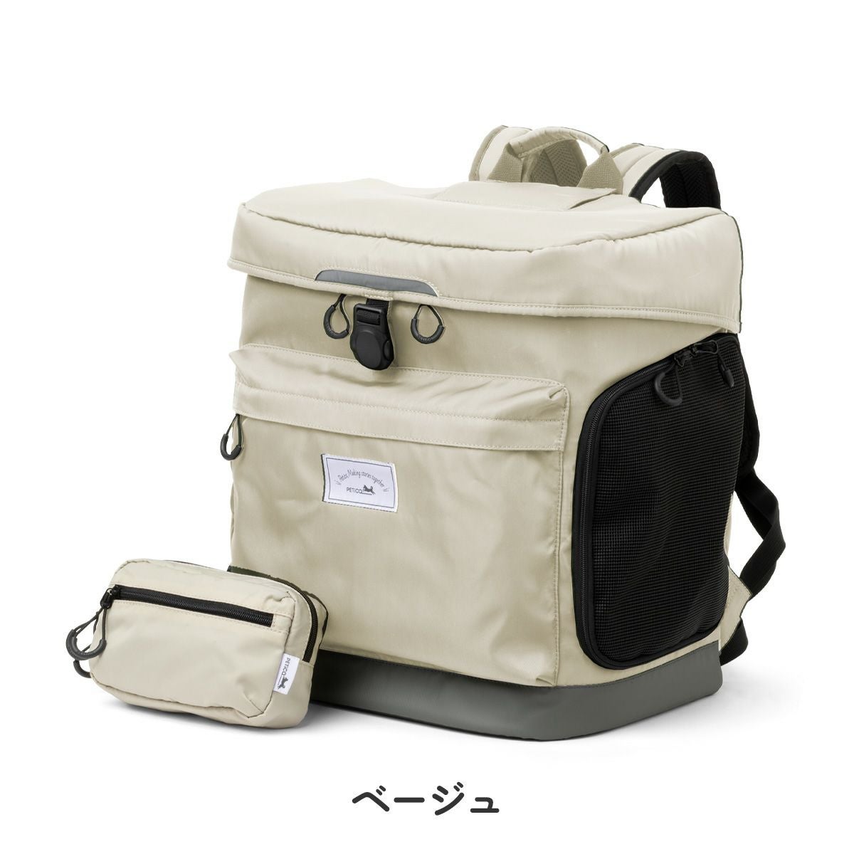 PETICO hug 小型犬キャリーオン ベージュ ペットリュック 小型犬 ペチコ ペットキャリー ポーチ付 3002 PETiCO