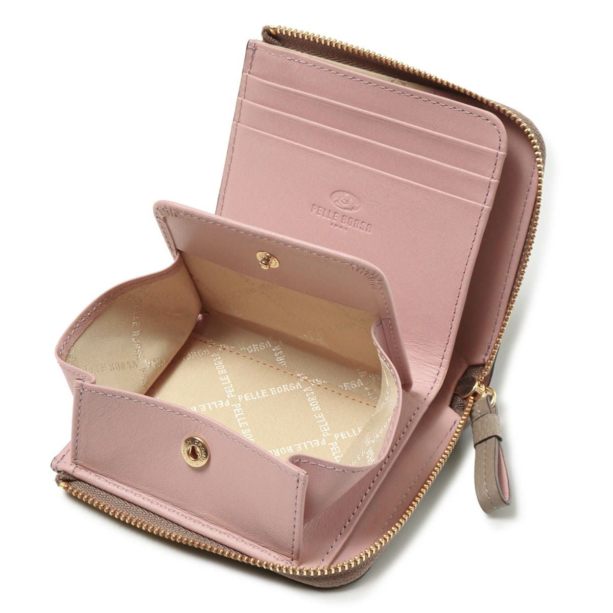 ペレボルサ　L字ファスナーミニ財布　箱付き PELLE BORSA（ペレボルサ） 返品交換無料 財布 二つ折り財布 メッシュ