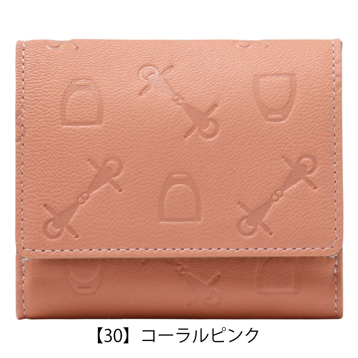 ホワイ　Why ハーネスホース2つ折り財布　ピンク　新品同様 ホワイ 二つ折り財布 本革 ハーネスシェードエンボスレザー SLG