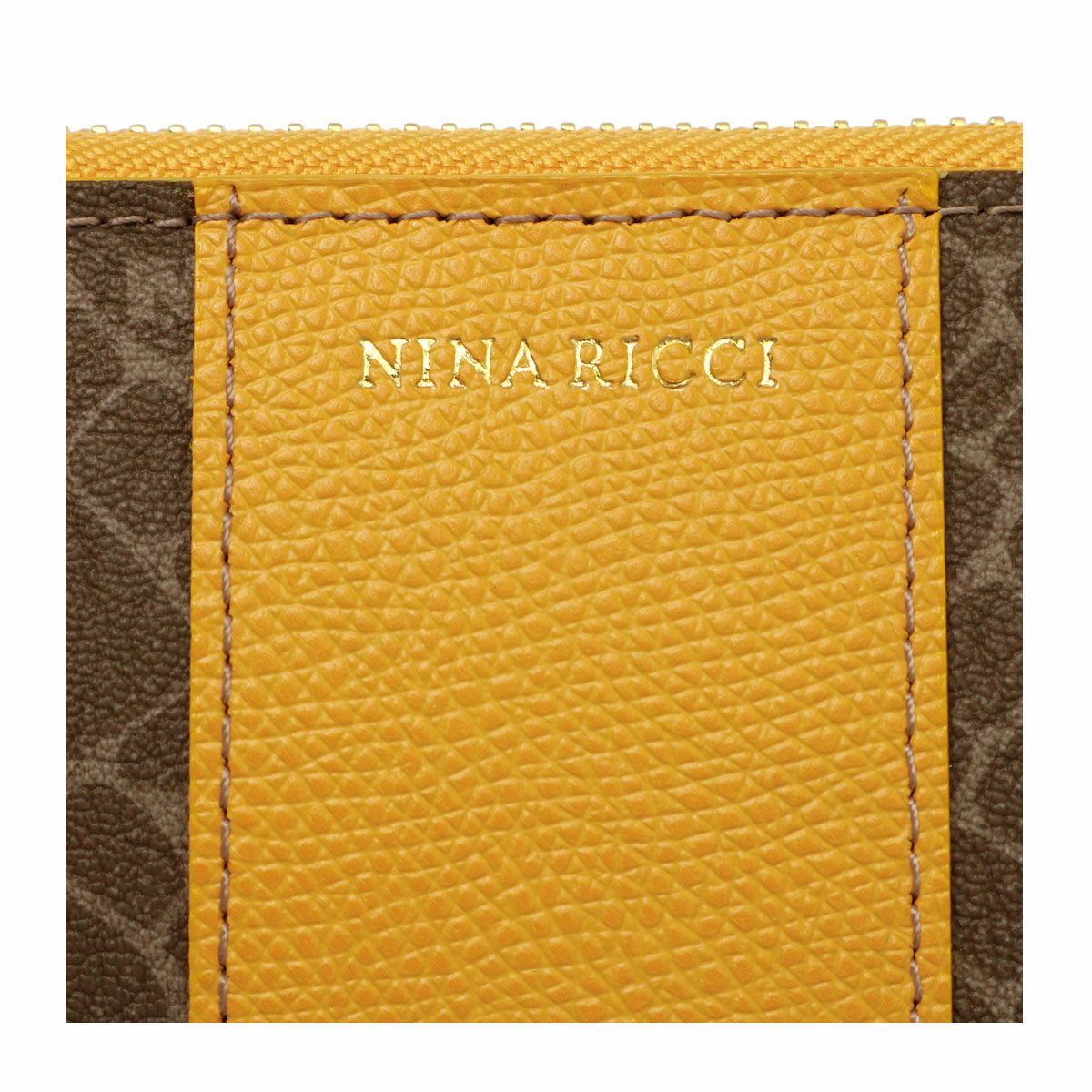 新品 ニナリッチ ルーンパースラフィア型押しレザー ラウンドファスナー長財布 黄 NINA RICCI - ニナリッチ ルーンパースラフィア型押しレザー ラウンド