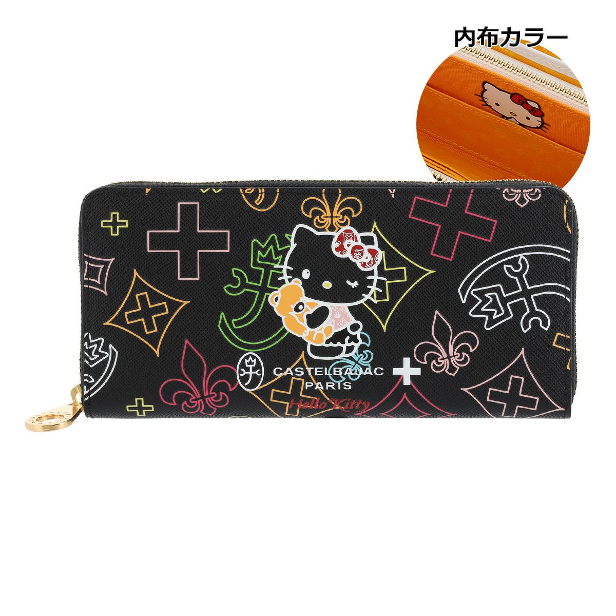 カステルバジャック ハローキティ 長財布 ラウンドファスナー キトゥン