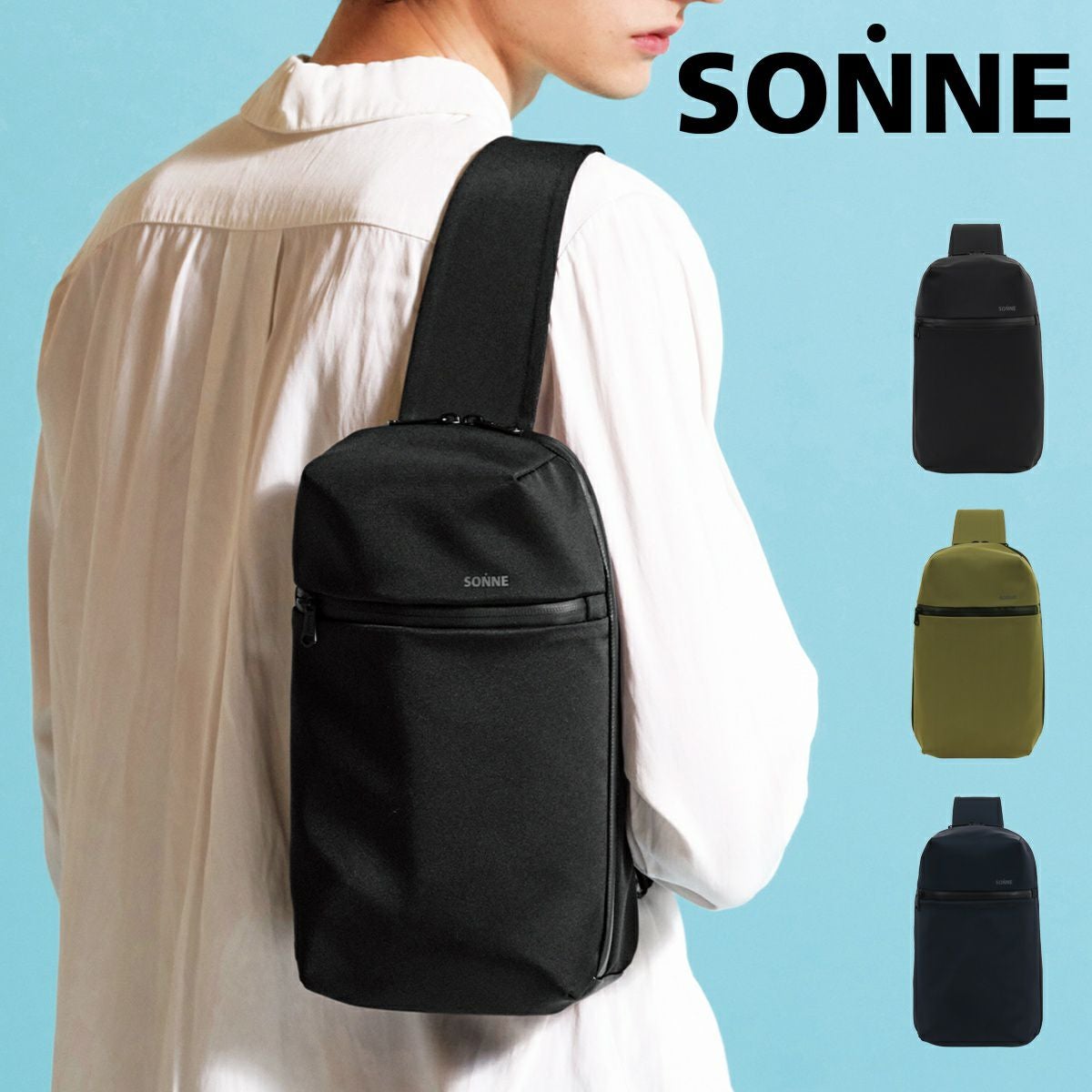 新品 SONNE バッグ 撥水ナイロン ショルダーバッグ TRIM ブラック ゾンネ ボディバッグ メンズ TRIM トリム sosl005 SONNE ショルダー