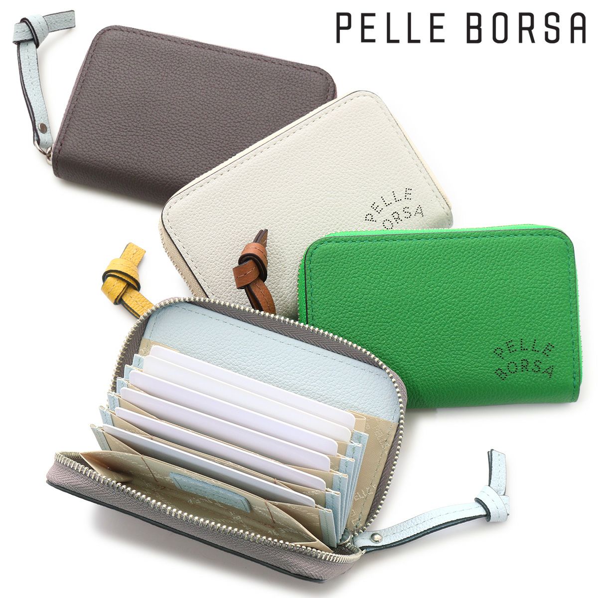 PELLE BORSA ペレボルサ 牛革 ラウンドファスナー 長財布 小銭入れなし 