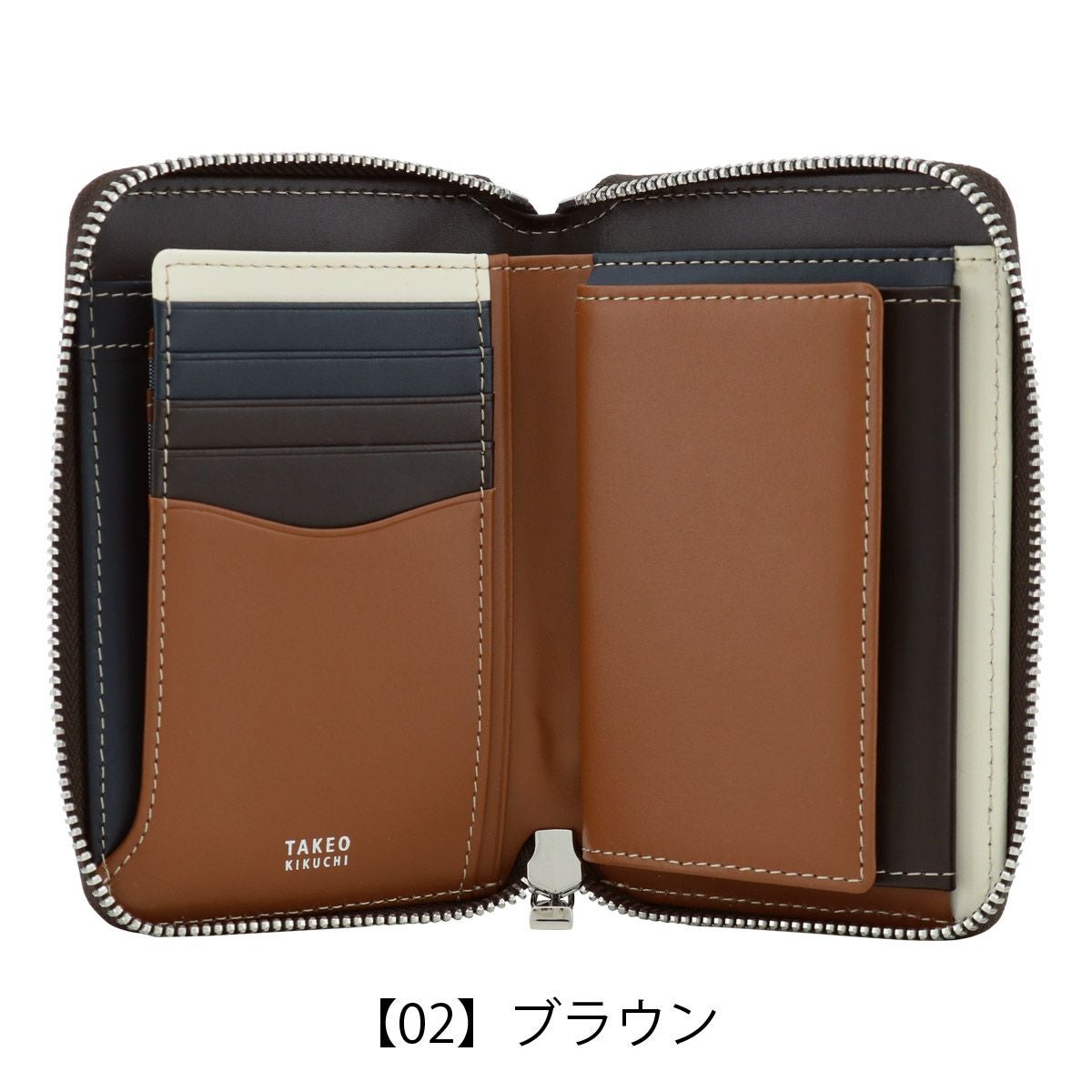 タケオキクチ 二つ折り財布 ラウンドファスナー 本革 メンズ 780614