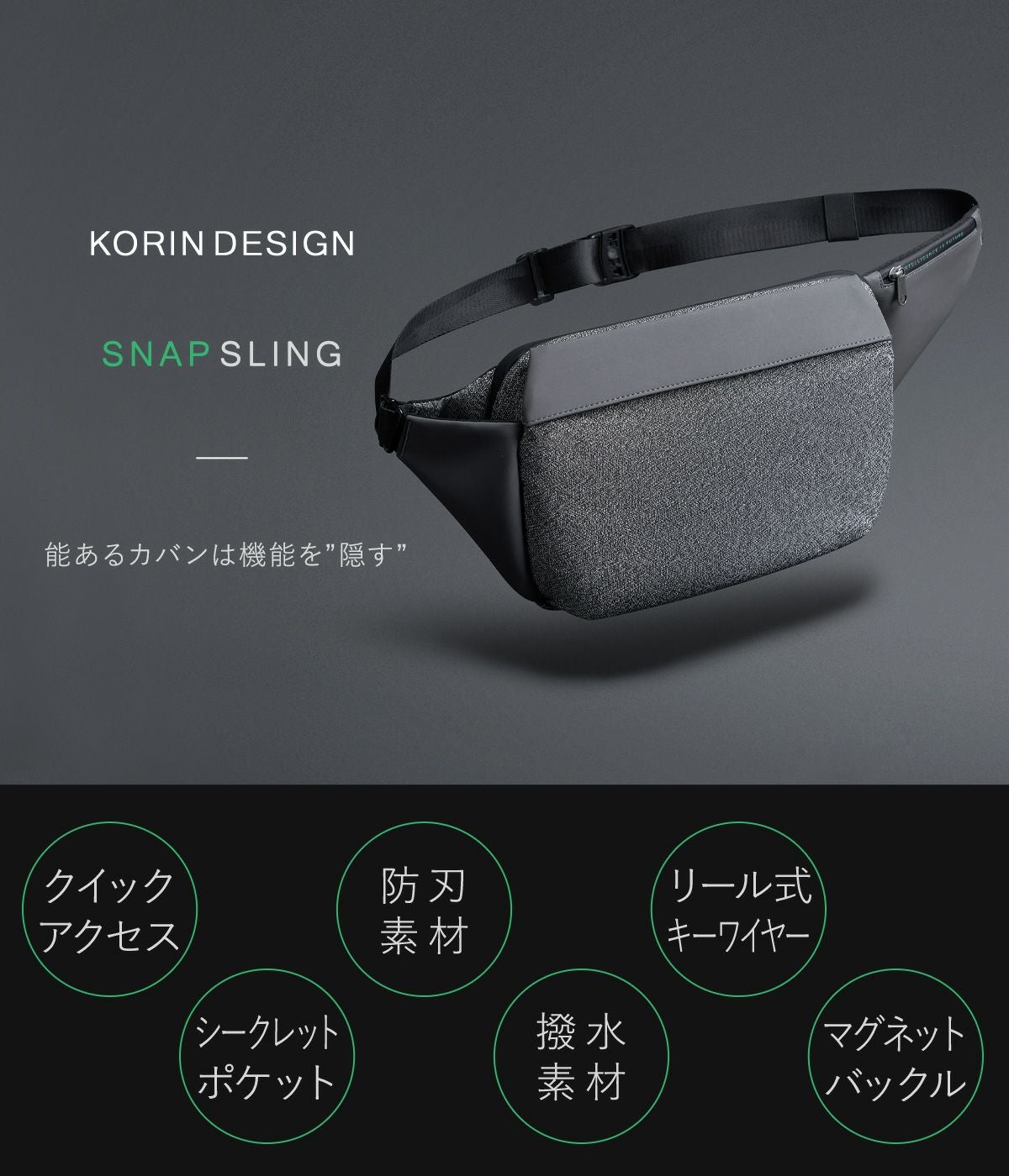 コリンデザイン ボディバッグ スナップスリング メンズ レディース