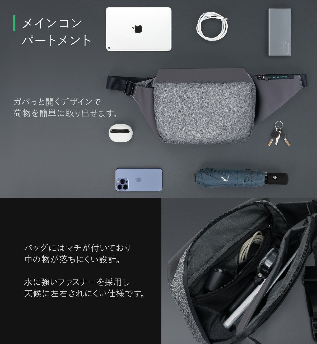 コリンデザイン ボディバッグ スナップスリング メンズ レディース