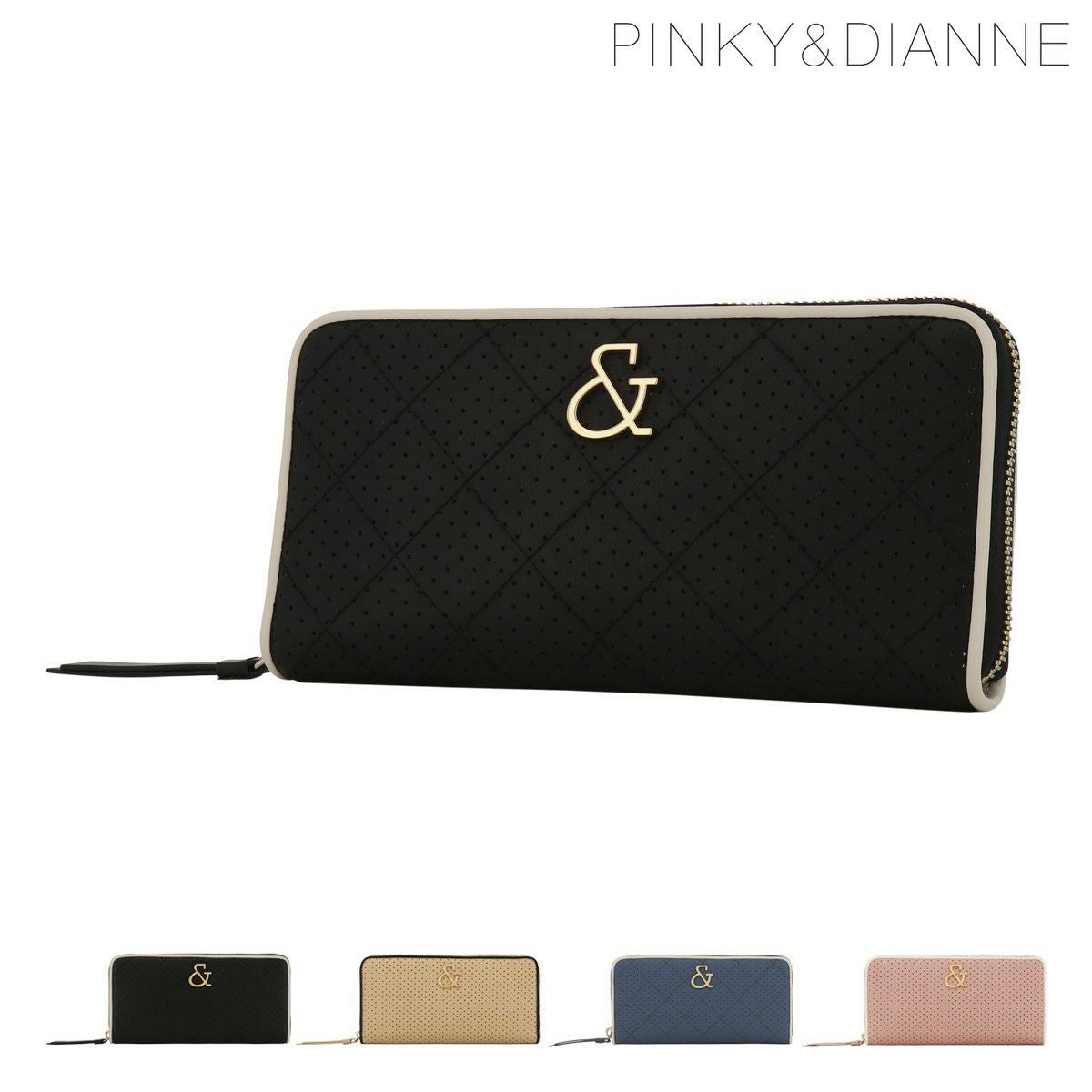 ピンキー&amp;ダイアン ピンダイ 長財布 ラウンドファスナー エナメル ロゴ 黒 PINKY&DIANNE コモンエナメル 長財布 商品｜THE BAGMANIA
