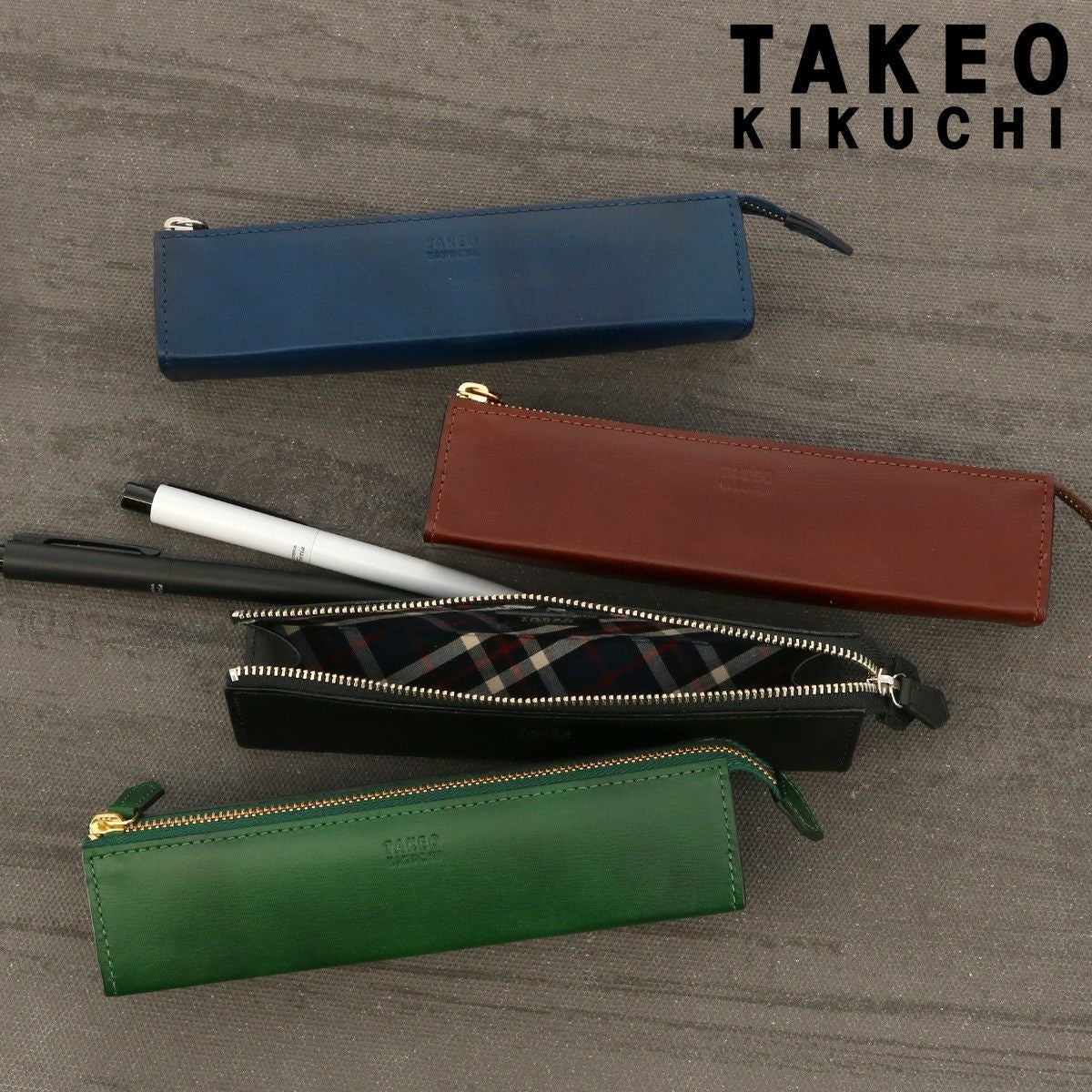 タケオキクチ ペンケース シンプル 本革 メンズ ルーナ TKW-7054121