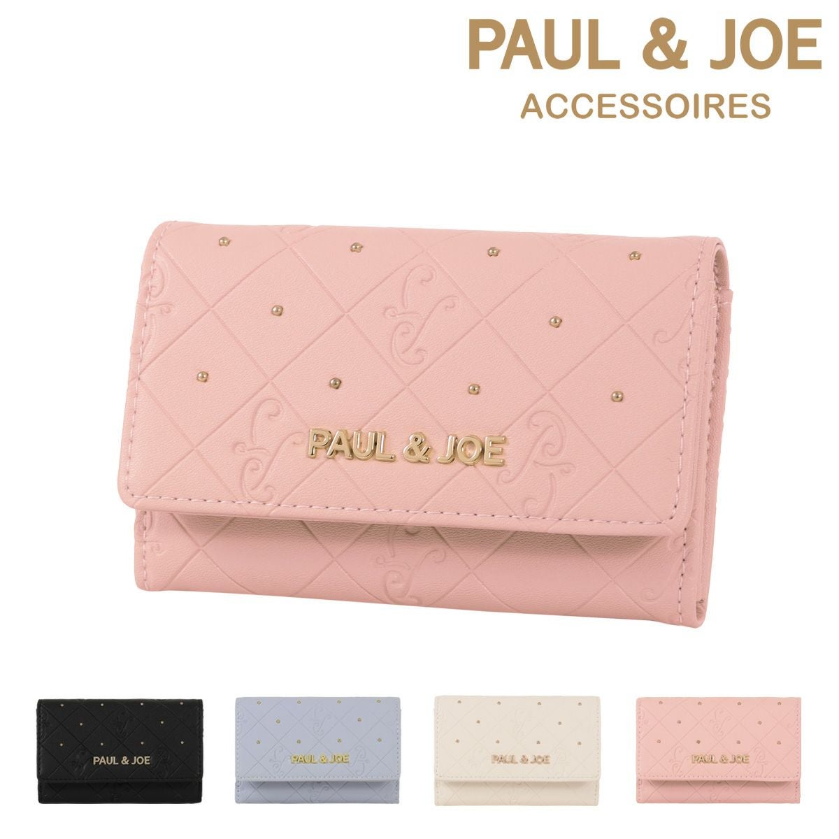 ポールアンドジョーアクセソワ 名刺入れ レディース エンボス PJA