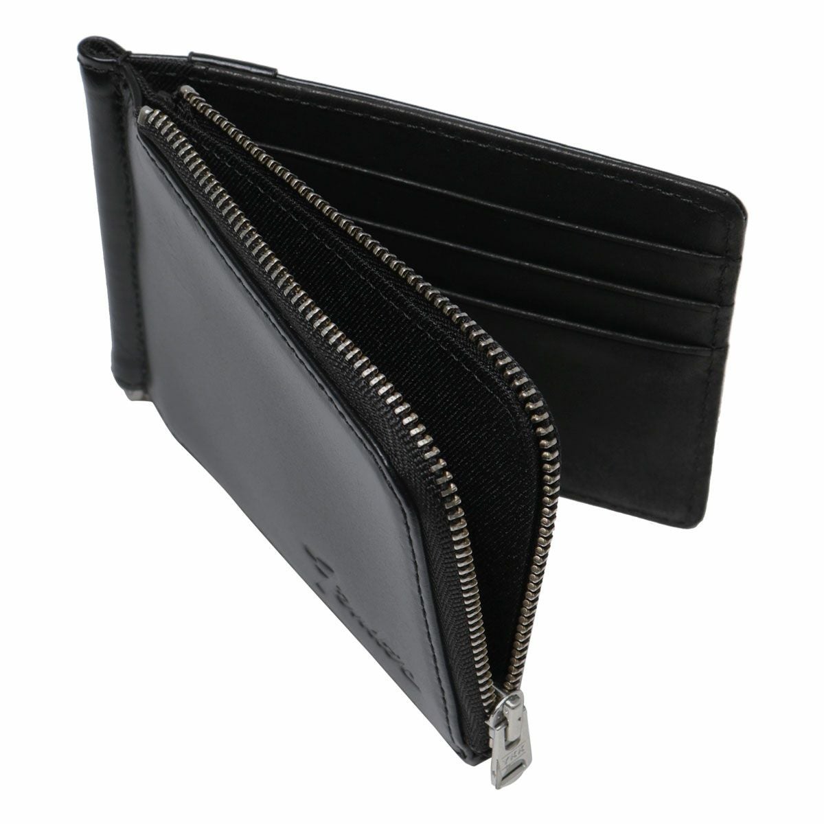 フェンダー 二つ折り財布 本革 L字ファスナー マネークリップ付き
