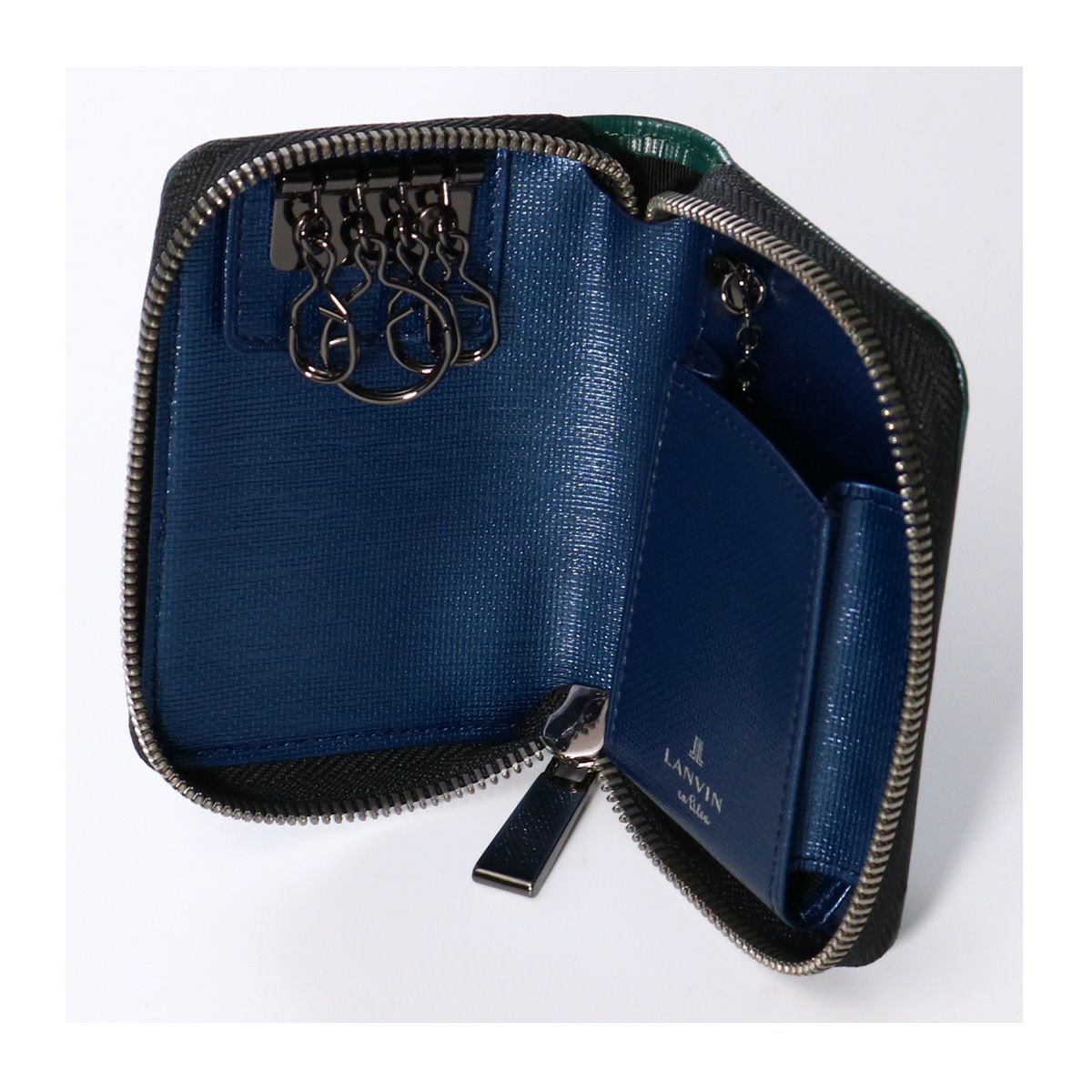 ランバンオンブルー 牛革 キーケース Ｌ字ファスナー 4連仕様 ブラック LANVIN en Bleu ランバンオンブルー ロージュ キーケース 4連 牛革 本