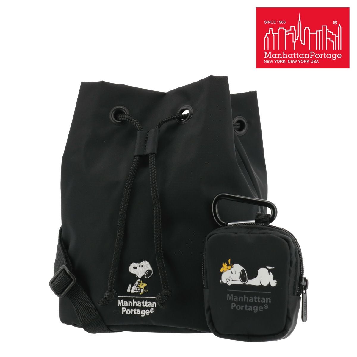 manhattan Portage マンハッタンポーテージ ×ピーナッツ/ショルダーバッグ  スヌーピー/ナイロン    ブラック ユニセックス / 240001195675 マンハッタンポーテージ 巾着 ショルダーバッグ ハンドバッグ