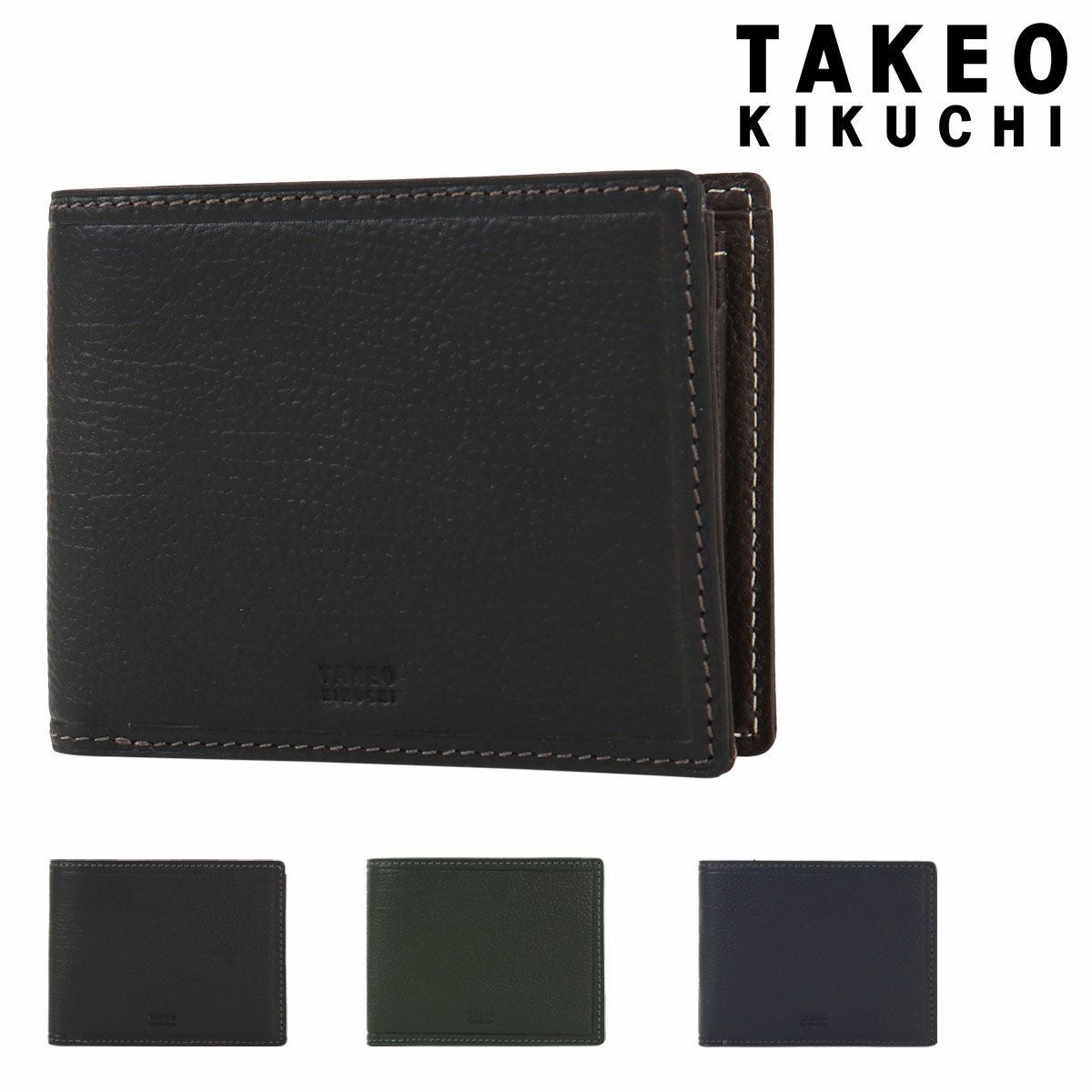 TAKEO KIKUCHI　新品未使用品ブラック 二つ折り財布 タケオキクチ 財布 二つ折り財布 黒(ブラック) TAKEO KIKUCHI 341019