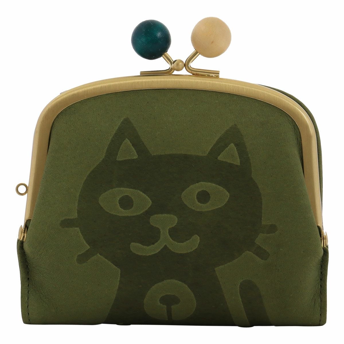 お値下げ中❣️ラスト2時間　リモージュボックス　猫ちゃん カゴの猫　小物入れ 猫 二つ折り財布 がま口 本革 レディース 日本製 ジュジュアンドベック