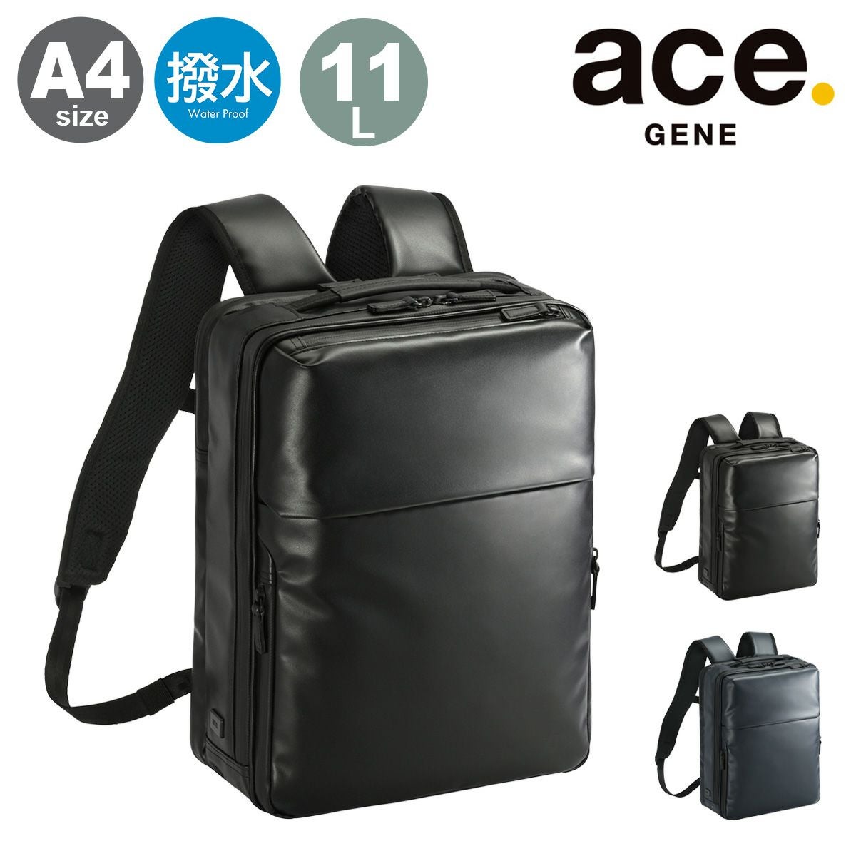 ace. ビジネスリュック 本革 ドキュメントケース感覚で持てるスリムビジネスリュック「ace