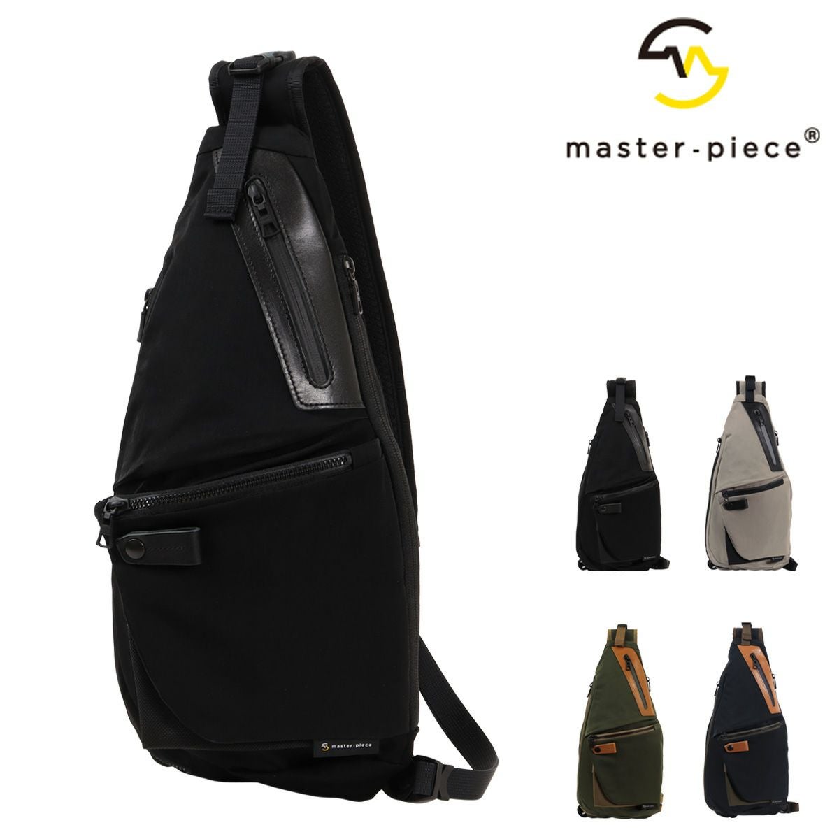 美品✨マスターピース スリングバッグ ボディバッグ レザー ブラック メンズ L master-piece（マスターピース） スリングバッグ ボディバッグ