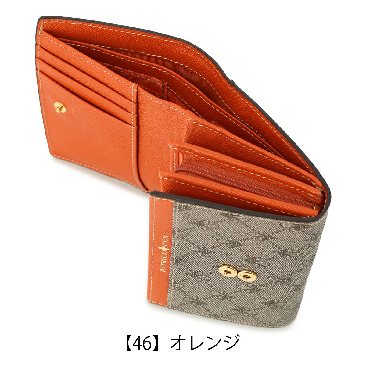 グッチ グッチ 二つ折り財布 型押ロゴ シボ革 オレンジ ユニセックス
