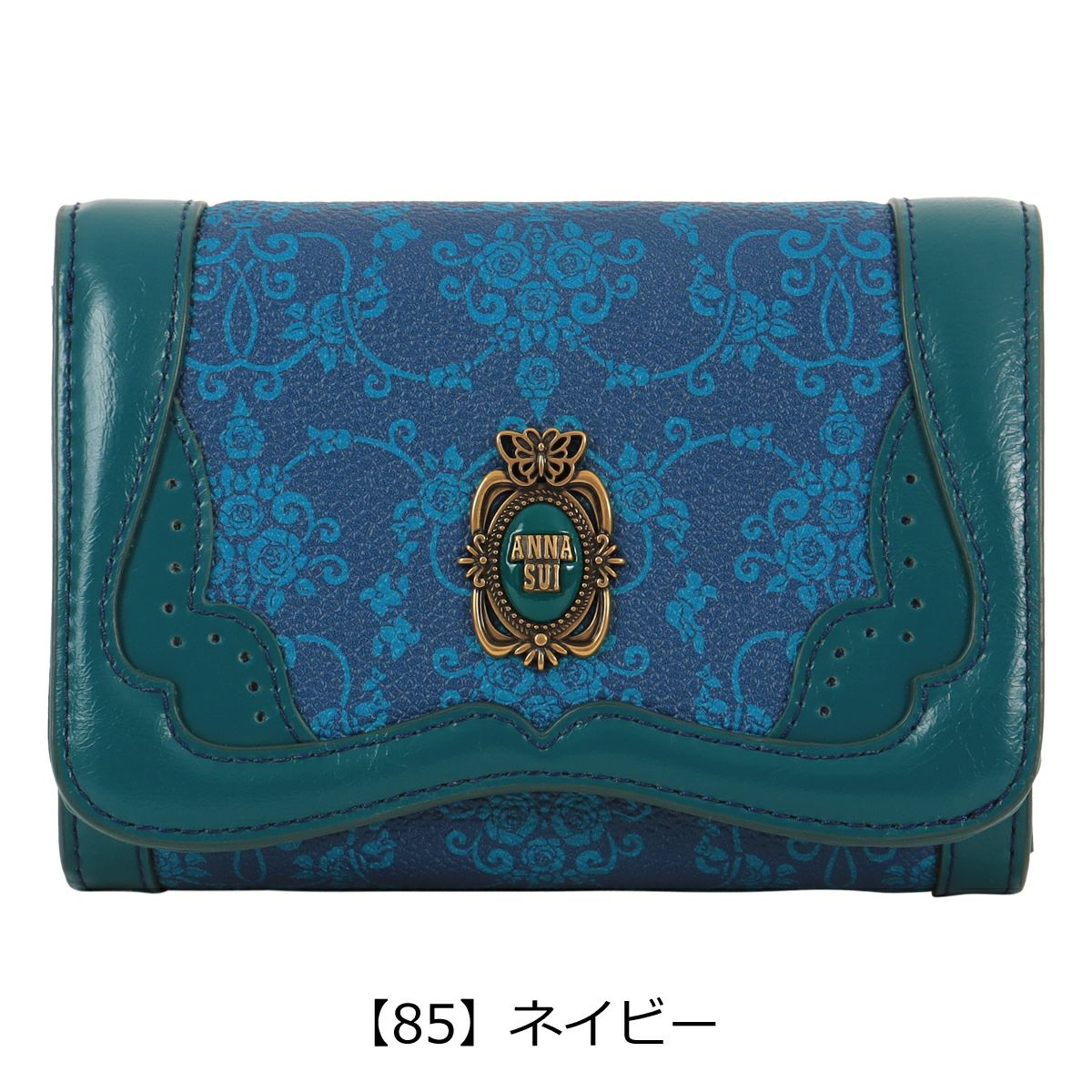 サクアナスイ　折りたたみ式　財布 アナスイ 二つ折り財布 がま口 本革 レディース セルパン 316112 ANNA