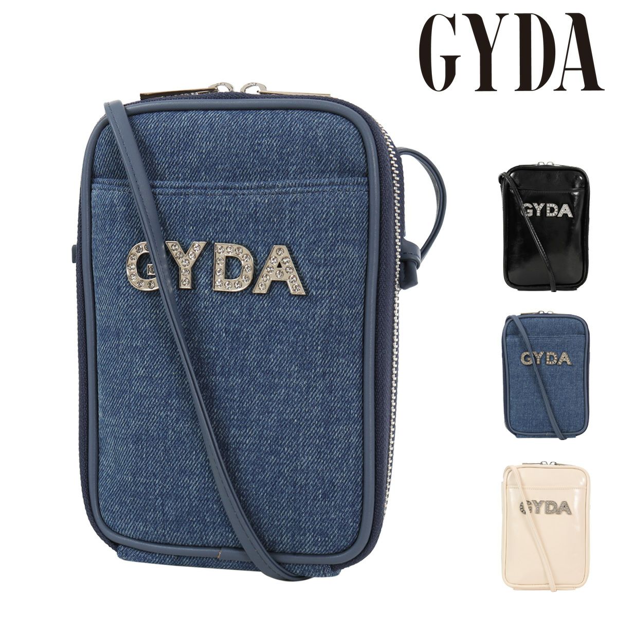 GYDA スマホショルダー ミニショルダー レディース ラインストーンロゴ
