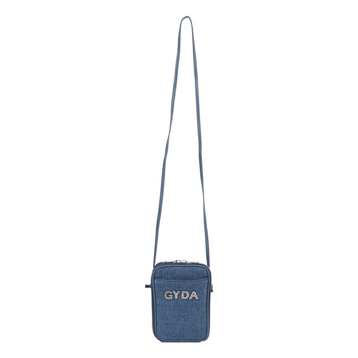 GYDA ノベルティ ショルダーバッグ ブルー GYDA スマホショルダー ミニショルダー レディース ラインストーンロゴ