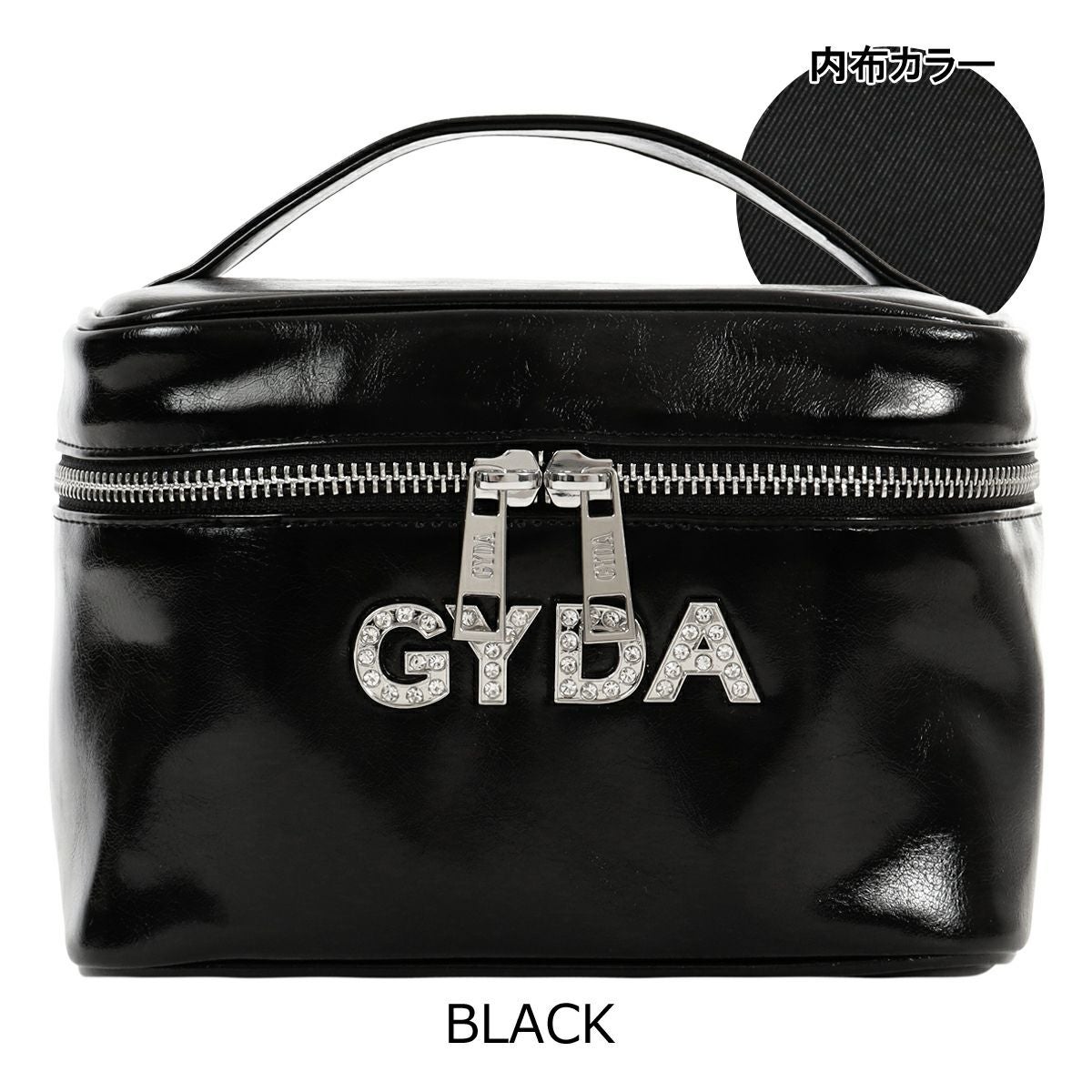 GYDA バニティポーチ 化粧ポーチ レディース ラインストーンロゴ GY