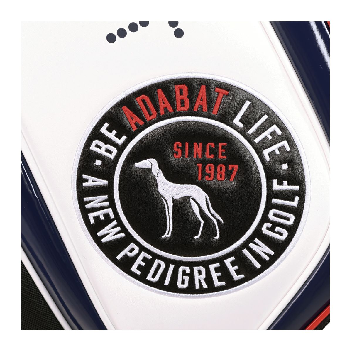 adabat ゴルフ キャディバッグ 黒/白　犬 アダバット ゴルフ キャディバッグ カート型 5分割 9型 47インチ