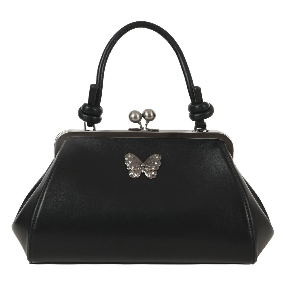 アナスイ ショルダーバッグ エナメル がま口 蝶々 バタフライ 総柄 黒 ANNA SUI - アナスイ ショルダーバッグ エナメル がま口 蝶々