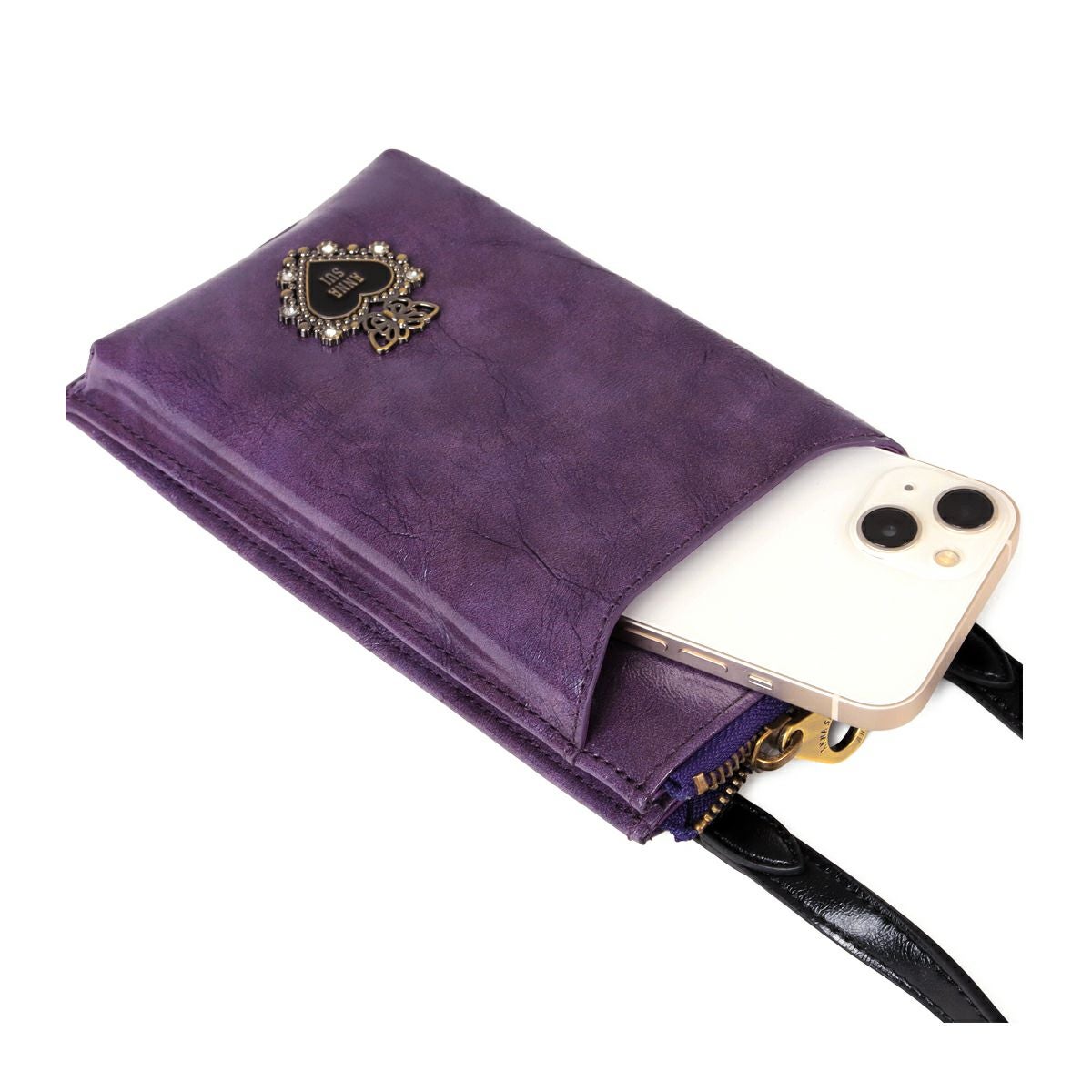 【新品】アナスイ スマホショルダー ブルーフォンショルダー スマホショルダー アナスイ ANNA SUI ANNA SUI×HELLO KITTY スマホショルダー （クロ