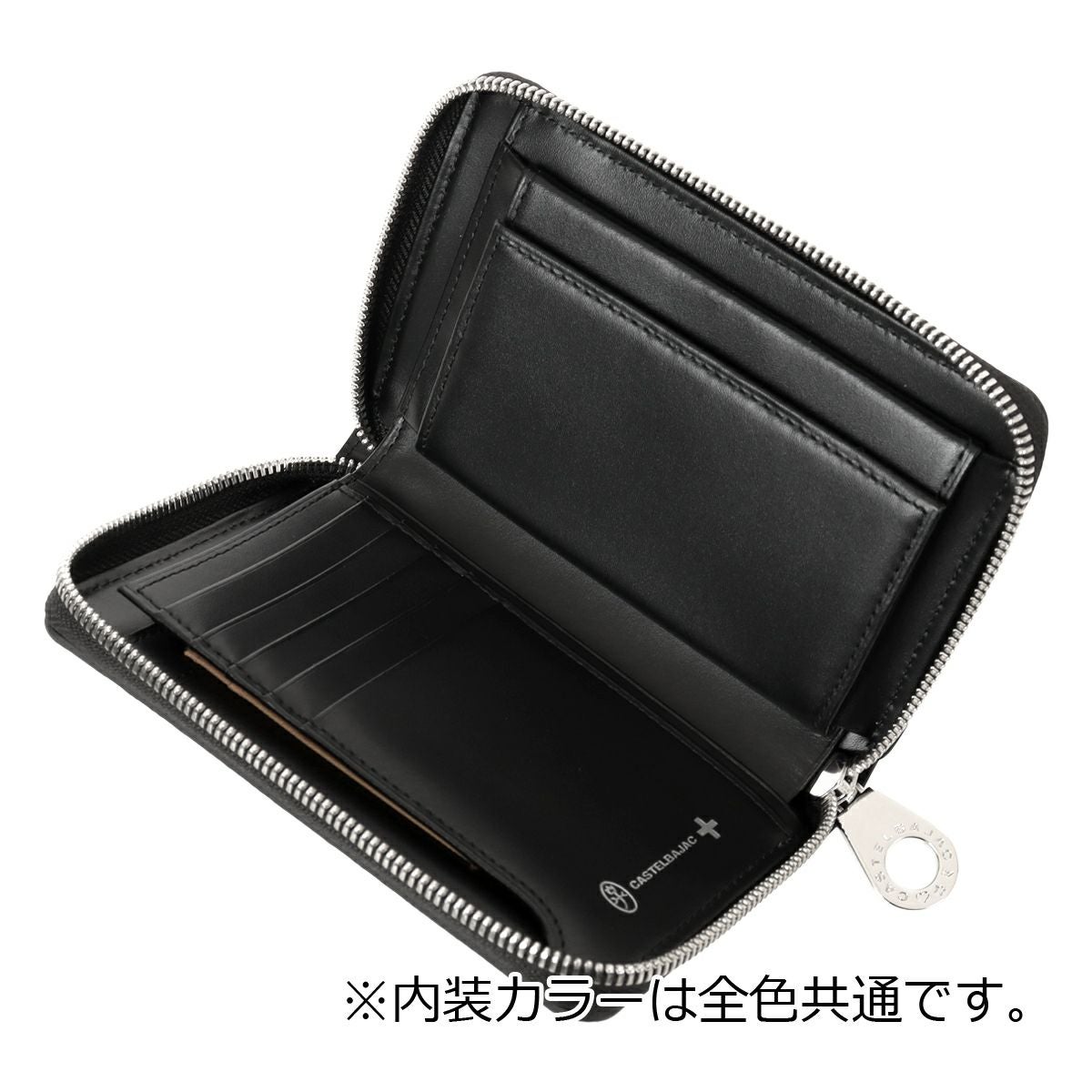 ブラック☆MiddleLeatherWalletミドルウォレット✮フラップ全縫い カステルバジャック 財布 ミドルウォレット メンズ レディース ミドル