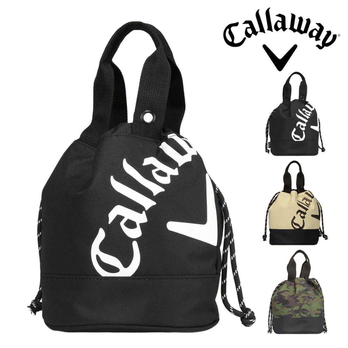 Callaway ブラック ゴルフバッグ 中型 &タイトリストポーチ（追加） キャロウェイ ゴルフ ポーチ ゴルフポーチ 巾着 ラウンドバッグ メンズ