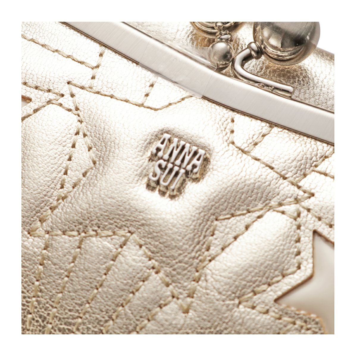 値下げ　ANNA SUI　アナスイ　折り財布　レザー　星柄　がま口 新品 アナスイ ふんわりレザー スタースタッズ がま口小銭入れ 二