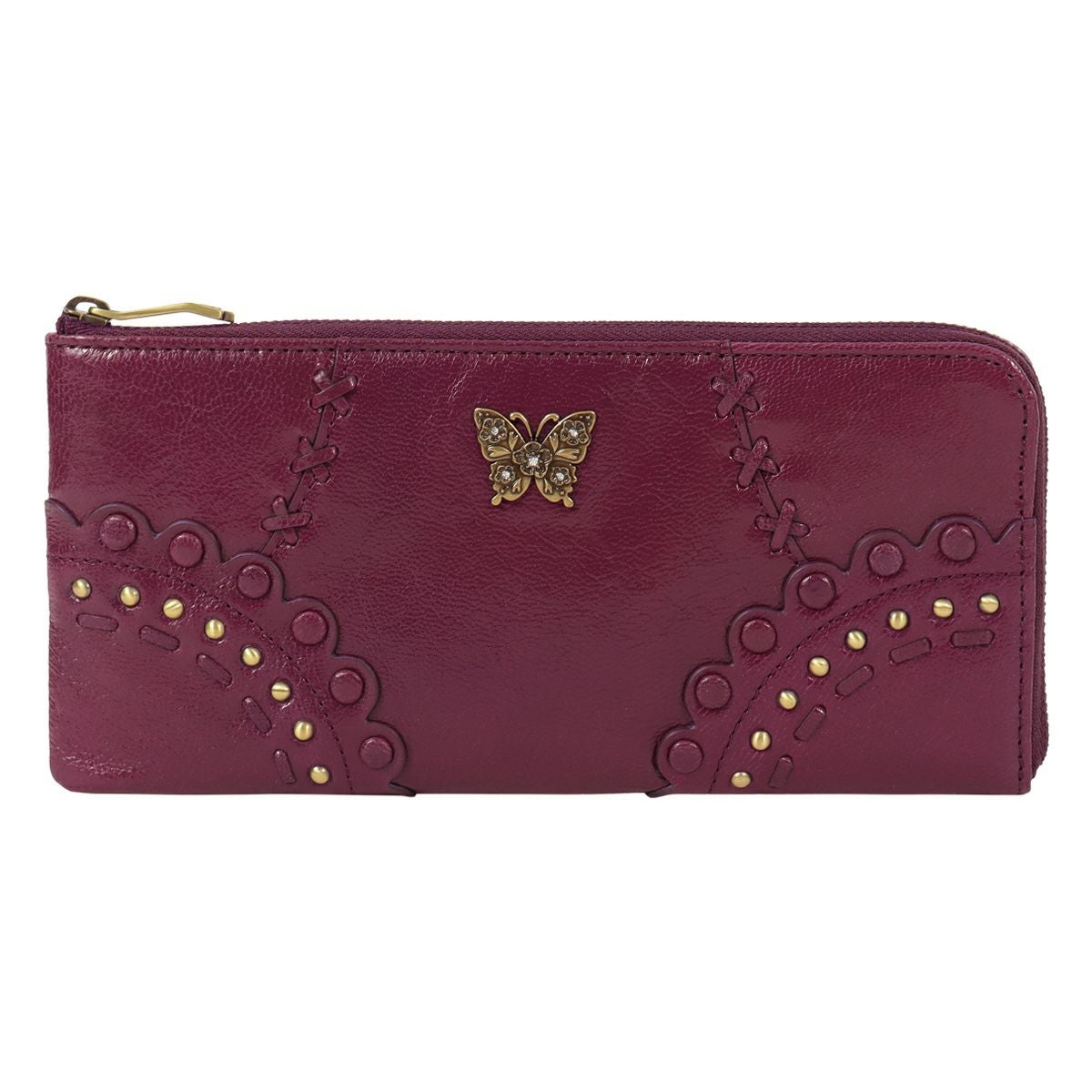 ANNA SUI(アナスイ) 長財布美品  - レザー ANNA SUI（アナスイ） 長財布 L字ファスナー マチルダ レディース