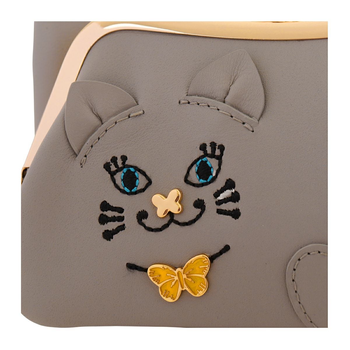 幸運ねこ★ミント縁起猫ちゃんのアナスイ二つ折り財布★ANNA SUI アナスイ》新品 可愛いネコちゃんモチーフ 上質レザー 2つ折り財布 黒