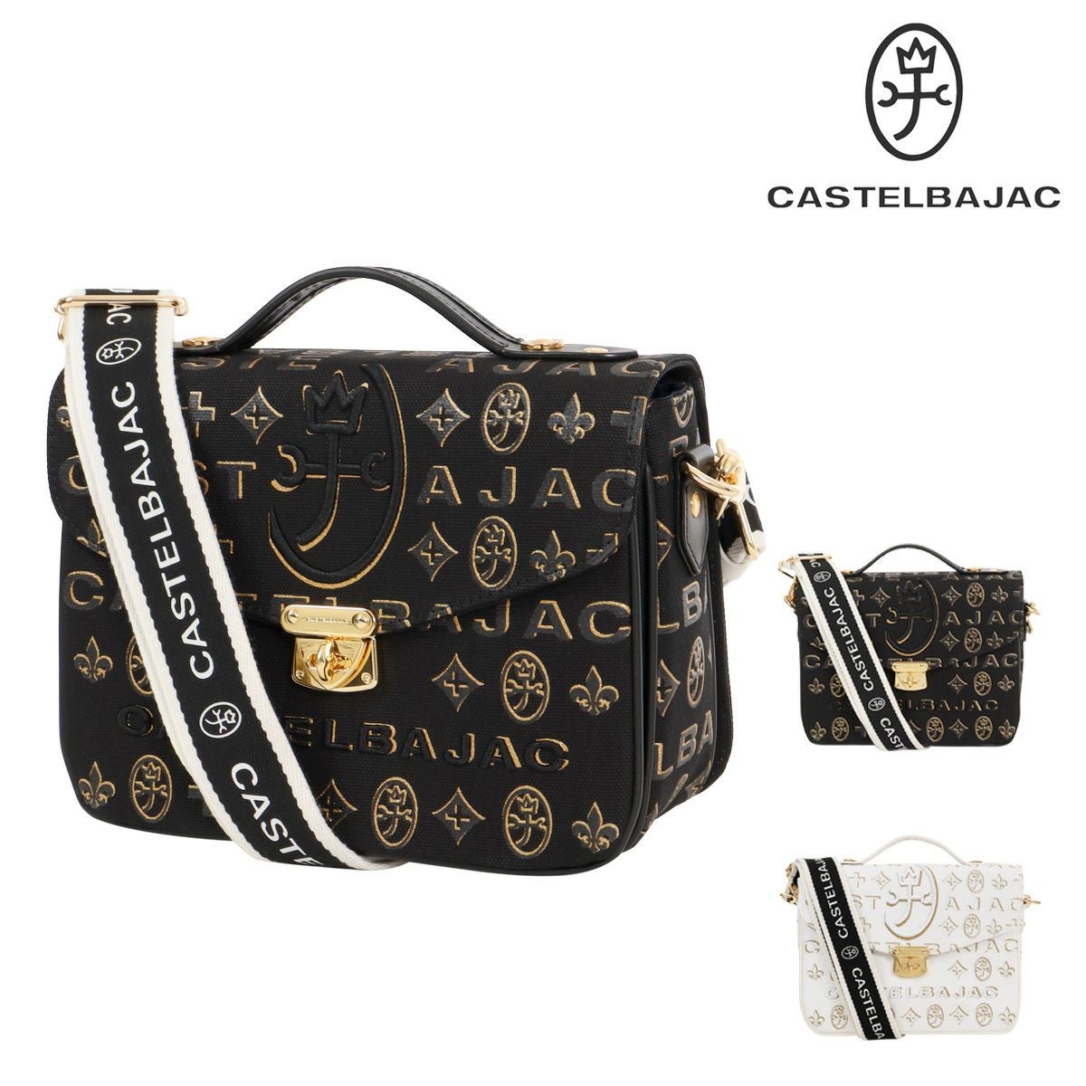 【希少】CASTELBAJAC 　シボ革　ビジネスバッグ　マタン　黒　デカ家紋 CASTELBAJAC（カステルバジャック） ビジネスバッグ メンズ レディース