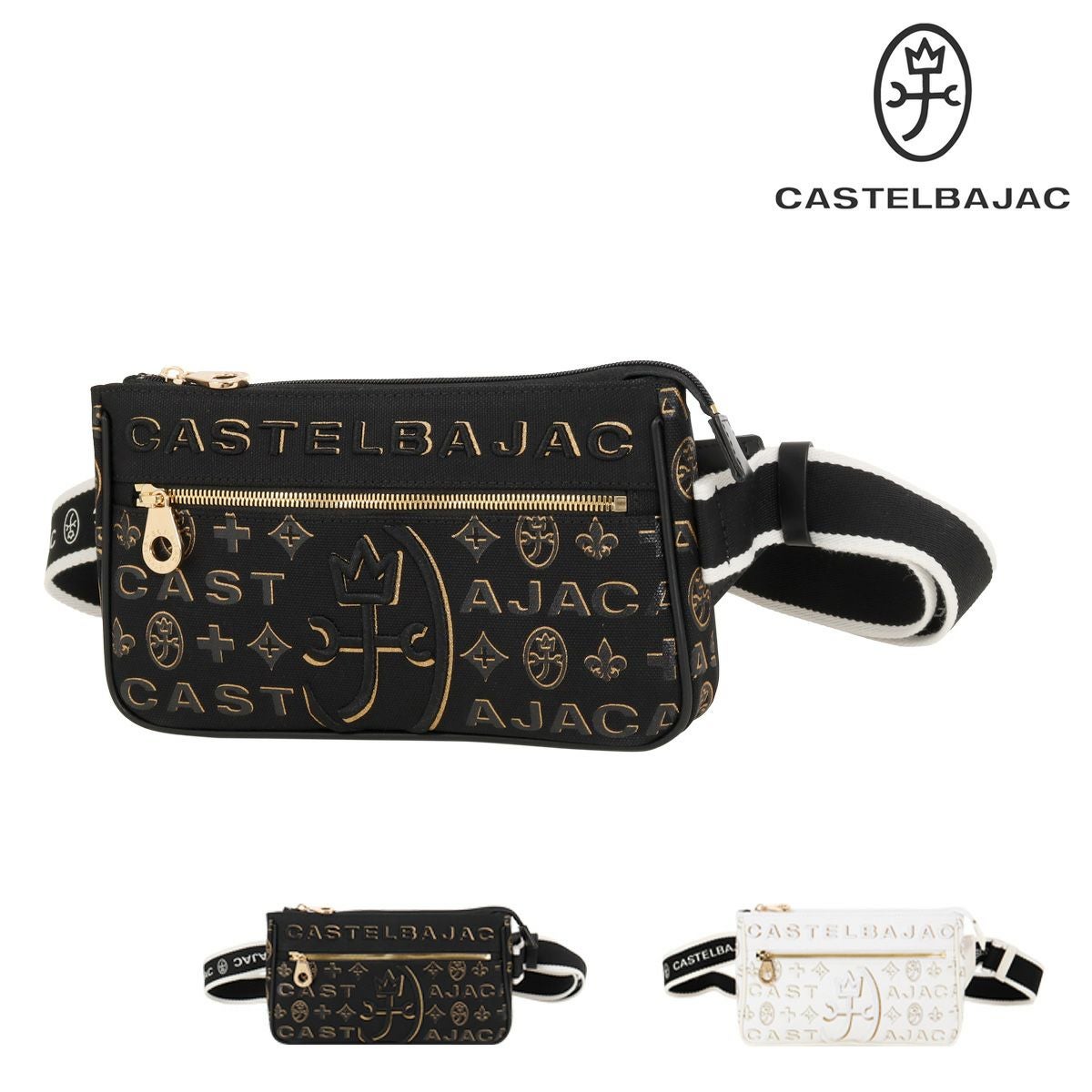 極美品 カステルバジャック サシャ ボディバッグ モノグラム 黒 ゴールドロゴ CASTELBAJAC（カステルバジャック） バッグ ショルダーバック メンズ