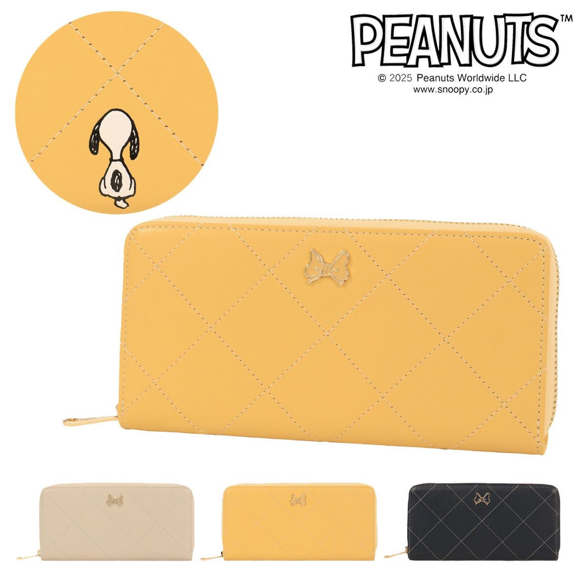 スヌーピー PEANUTS クレイサス 長財布 ラウンドファスナー 本革