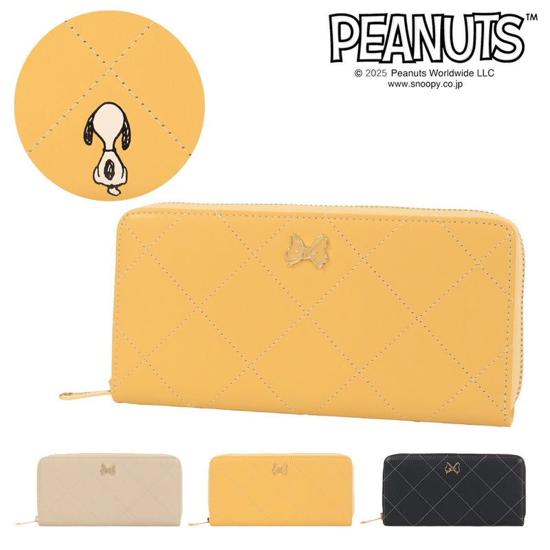 スヌーピー PEANUTS クレイサス 長財布 ラウンドファスナー 本革 