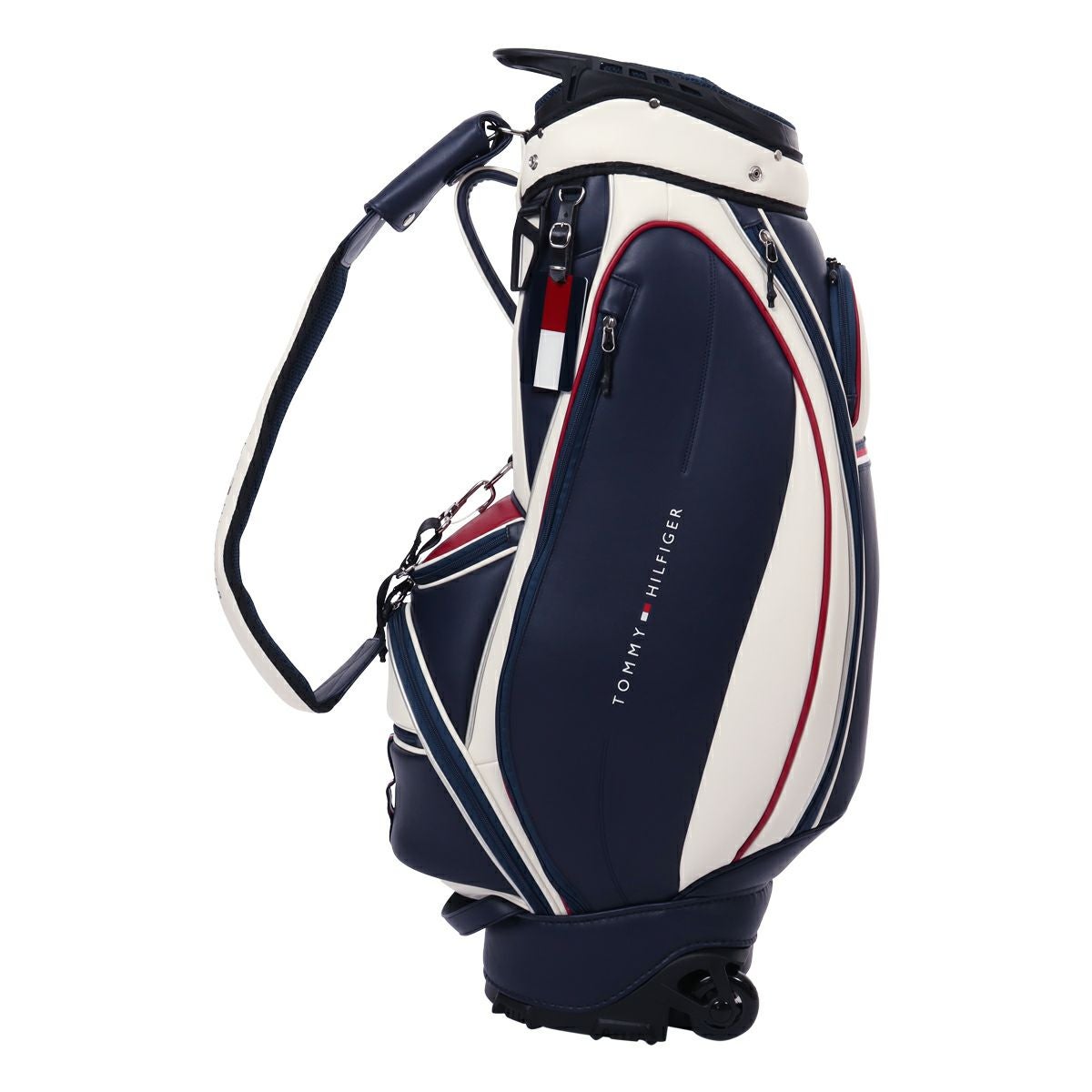 【美品 】トミーヒルフィガー キャディバッグ 赤紺 9型 フード付 人気完売品！ TOMMY HILFIGER GOLF（トミー ヒルフィガー ゴルフ） トミー