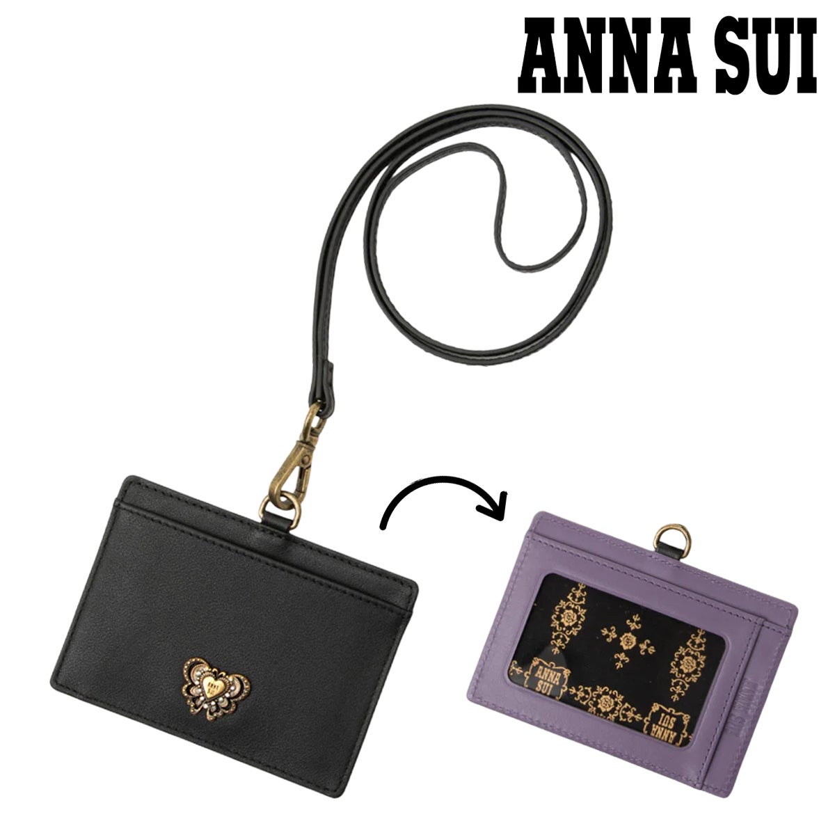 アナスイ 名刺入れ 本革 ウィング レディース 318450 ANNA SUI カード