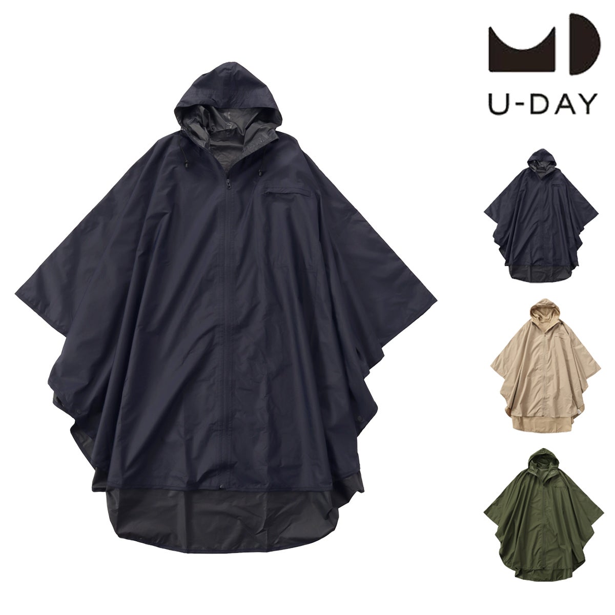 U-DAY ポンチョ レインコート レインポンチョ ポーチ付き メンズ