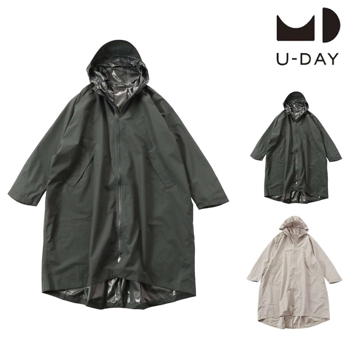 ONYONE ポンチョ 防水 ダークグレー U-DAY ポンチョ レインコート レインポンチョ ポーチ付き メンズ