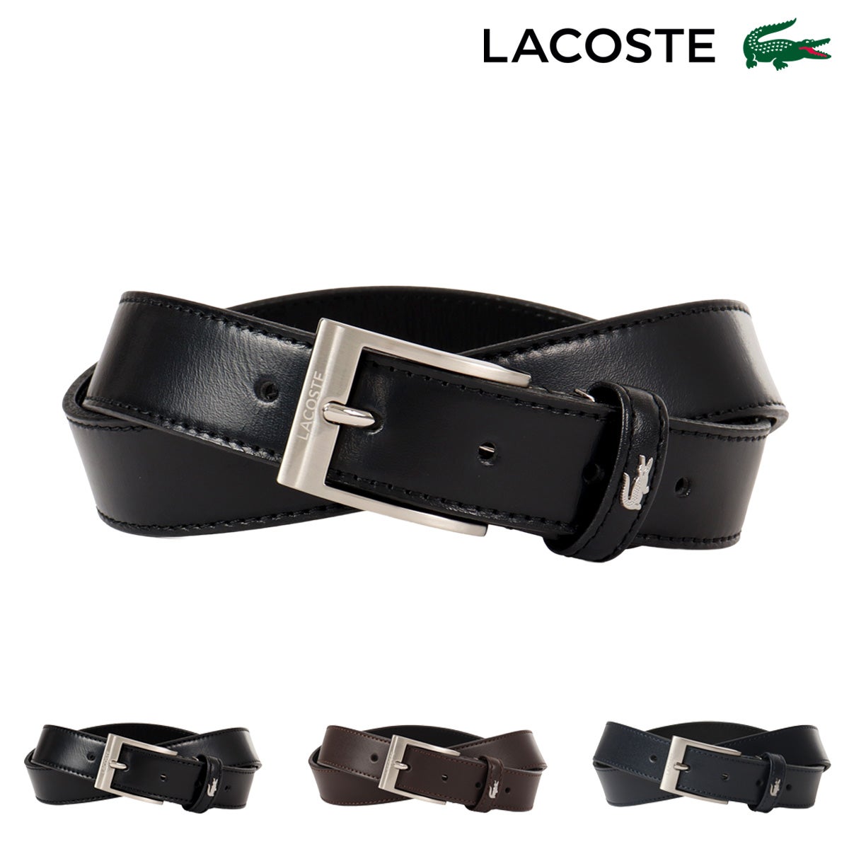ラコステ ベルト メンズ LB67680 LACOSTE ピン式 本革 レザー